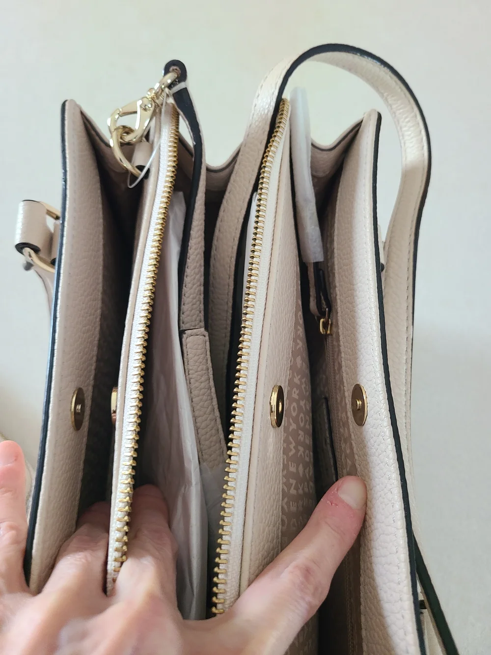 NEW kate spade Beige Pebbled Leather Satchel with Matching Pouch and Cardholder